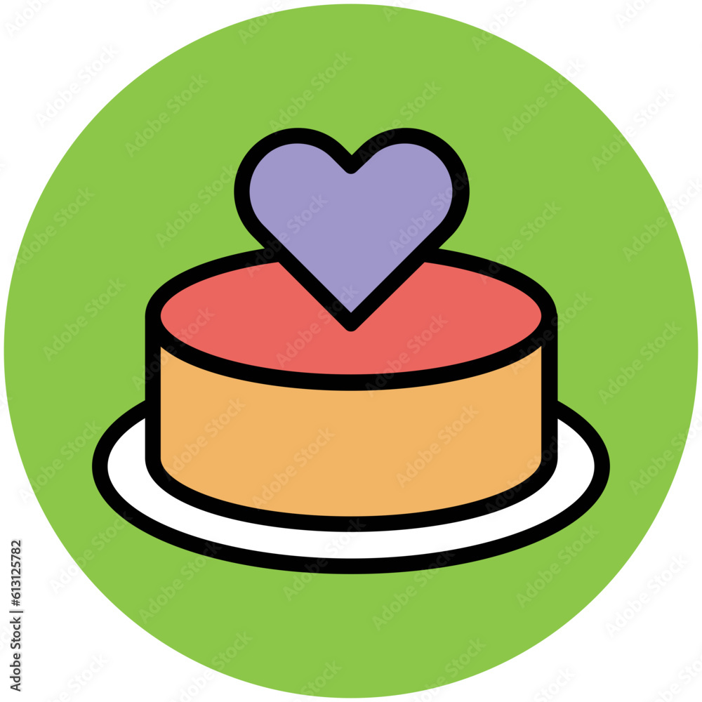 Poster trendy flat rounded icon of heart cake