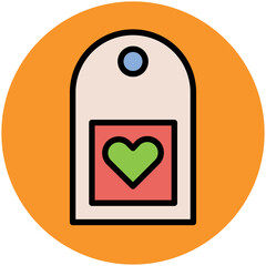 Download flat circular icon of door tag 