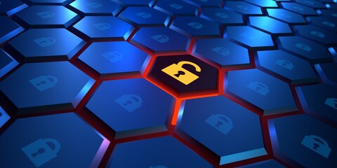 visualization of cyber attacks, concept of data security, computer protection, virus alert, 3D rendering