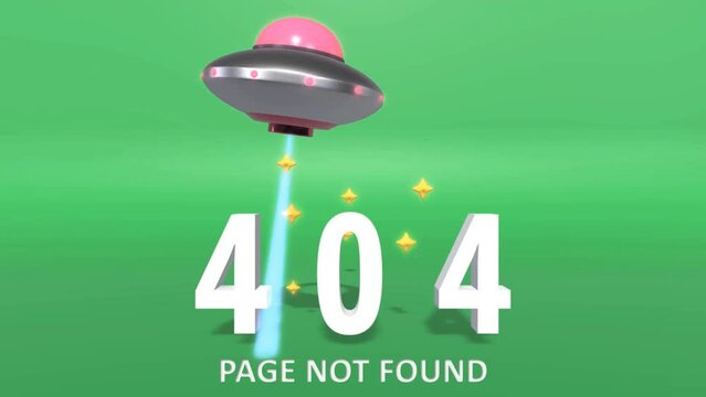 404 Page not found 4K video footage. Error Page described by Funny And Entertaining Way with 3D UFO animation. Suitable for website under maintenance