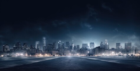 Obraz premium road in the night city created with Generative AI technology