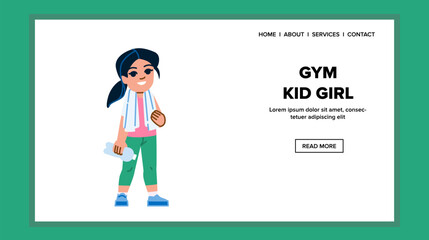 gym kid girl vector. exercise fitness, child fun, education caucasian, sporty children, group activity gym kid girl web flat cartoon illustration