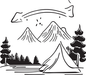 camping hand draw logo created by ai generate