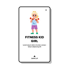 fitness kid girl vector. sport training, exercise caucasian, happy activity, childhood sportive, lifestyle group fitness kid girl web flat cartoon illustration