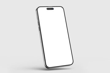 realistic mobile phone 14 gadget device mockup blank digital screen display floating view 3d illustration render - obrazy, fototapety, plakaty