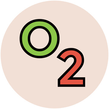 Flat rounded icon of oxygen formula 