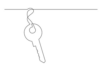 Continuous line drawing of key vector illustration. Premium vector. 