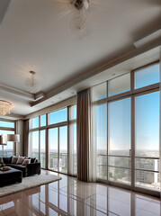 Luxury Hollywood Regency penthouse interior design.