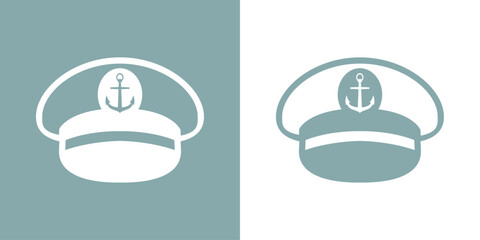 Logo nautical. Sombrero de capitán de barco - obrazy, fototapety, plakaty