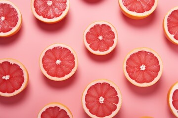 grapefruit on pink background, isolated juicy and ripe grapefruit on pink studio backdrop