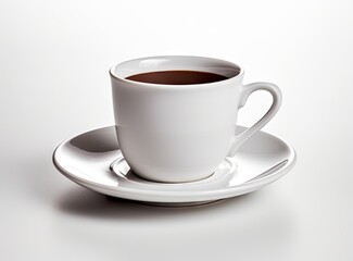 White cup of black coffee isolated on white background with clipping path created with Generative AI technology