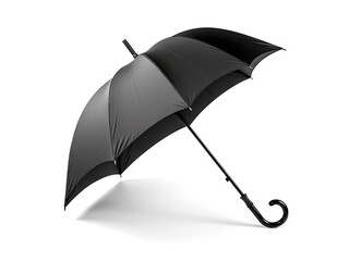 Black Umbrella opened photo camera down angle view isolated on white background created with Generative AI technology