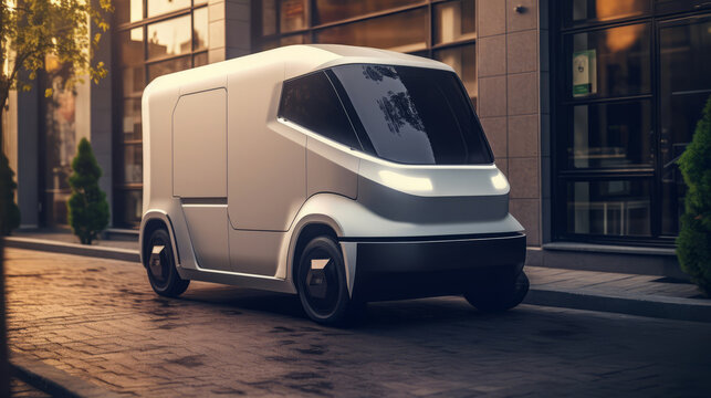 Parcel delivery small truck of a beautiful Transportation with futuristic design. AI Generated.