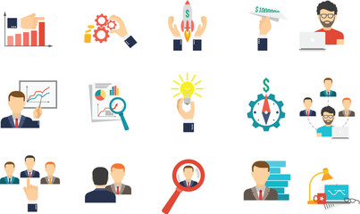 Business and Finance web icons in line style. Money, bank, contact, infographic. Icon collection. Vector illustration.