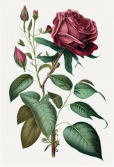 Rose Flower Botanical Illustration, Roses Flowers, Rose Abstract Generative AI Illustration