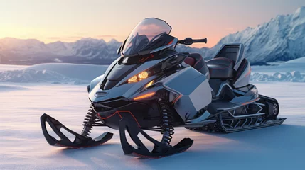 Fotobehang Snowmobile of a beautiful Transportation with futuristic design. AI Generated. © Narin