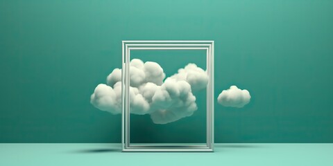 AI Generated. AI Generative. Retro classic frame anique style with 3d render clouds. Can be used for decoration or mockup design. Graphic Art