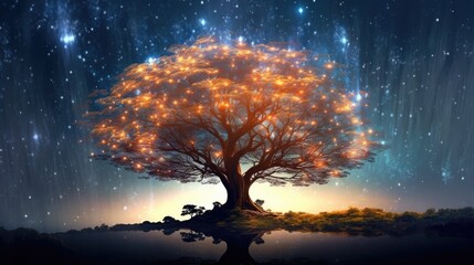Fototapeta na wymiar a tree with lights on it