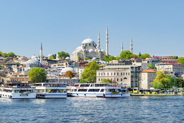 Fototapeta na wymiar View of the Suleymaniye Mosque across the Golden Horn