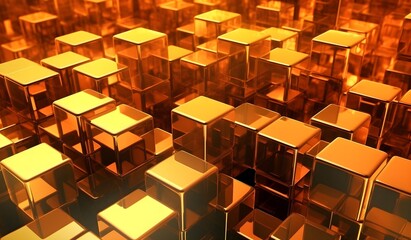 abstract gold background with cubes