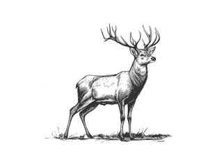 Deer sketch hand drawn doodle style hunting. Vector illustration desing.