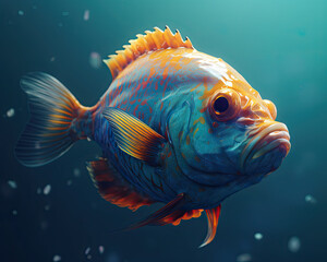 Sea Creatures: Humanized Fish Illustrations for Mid-Journey Generative AI Landscape Backgrounds