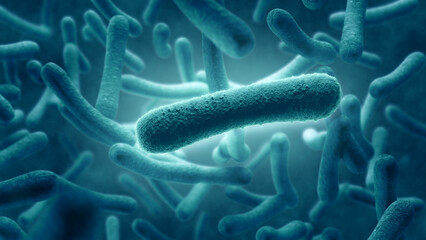 3D rendering, Bacteria seen under a scanning microscope