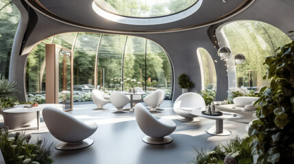 Garden Room of a beautiful futuristic design. AI Generated.