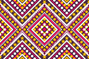 Seamless design pattern, traditional geometric pattern.  purple white yellow pink vector illustration design, abstract fabric pattern, aztec style for textiles, 