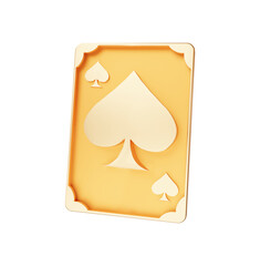 Golden poker card 3d rendering illustration