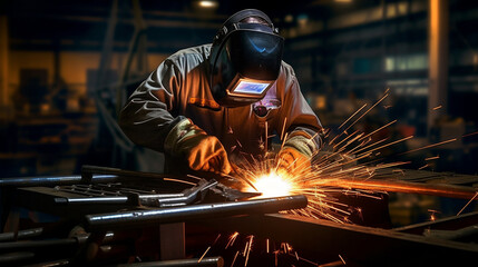 A welder is a professional working in the metal fabrication industry Generative AI - obrazy, fototapety, plakaty