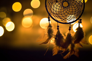Obraz premium Generative AI of a dreamcatcher. Spiritual concept. 