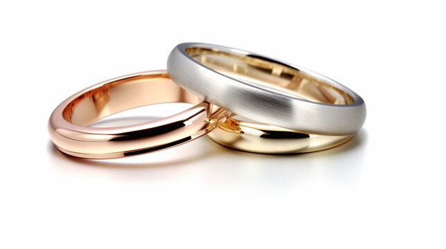 Exquisite wedding bands are crafted from gold. Generative AI
