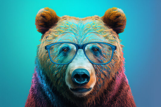 Generative AI of a bear with glasses