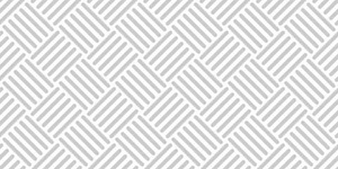 Simple manswear textile diagonal basketweave seamless pattern. Gray and white basket weave bamboo texture. Monochrome background. Vector abstract illustration