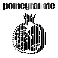 Pomegranate. Stylized berry with lines on a white background.