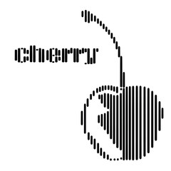 Cherry. Stylized berry with lines on a white background.