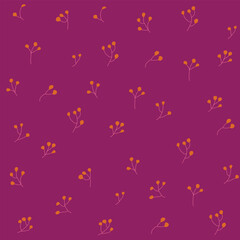 Cute seamless pattern of twigs on a pink background. Vector illustration.