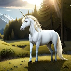 Obraz na płótnie Canvas white horse on the meadow. Generative AI