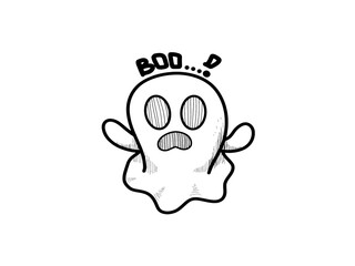 Boo, I"m boo, ghost, vector illustration, hand drawn