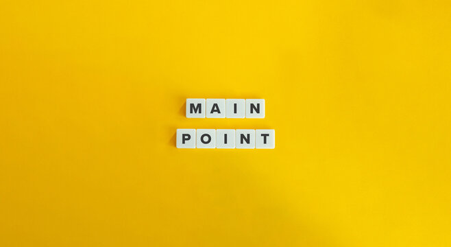 Main Point Banner. Letter Tiles on Yellow Background. Minimal Aesthetics.