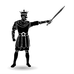 Medieval knight in armor with a sword. Black and white