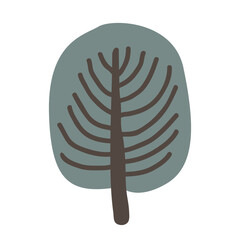 Round shape tree icon in doodle cartoon style isolated on white. Forest hand drawn design element vector, naive drawing.