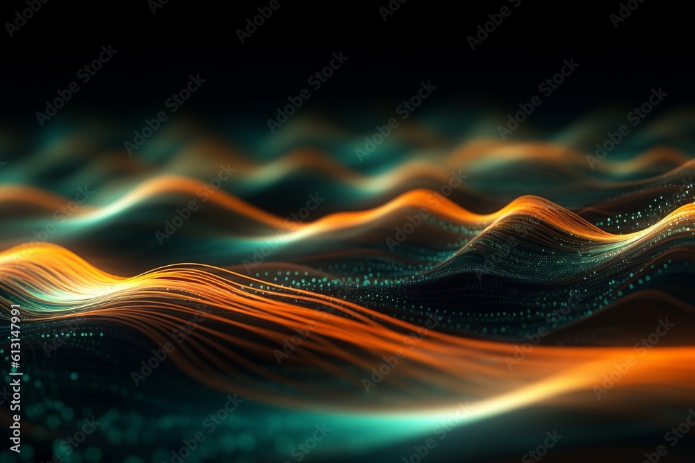 Aufkleber abstract futuristic background with glowing neon moving high speed wave lines and bokeh lights. data