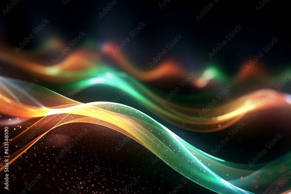 Aufkleber abstract futuristic background with glowing neon moving high speed wave lines and bokeh lights. data