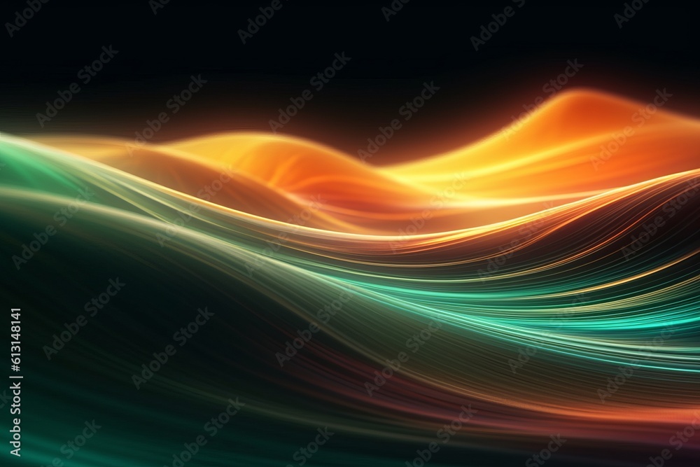 Aufkleber abstract futuristic background with glowing neon moving high speed wave lines and bokeh lights. data