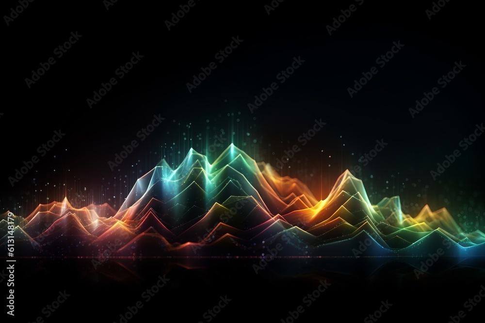 Aufkleber abstract futuristic background with glowing neon moving high speed wave lines and bokeh lights. Data transfer concept Fantastic wallpaper. Generative AI