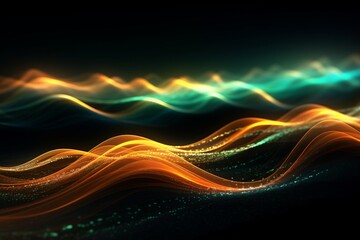 abstract futuristic background with glowing neon moving high speed wave lines and bokeh lights. Data transfer concept Fantastic wallpaper. Generative AI