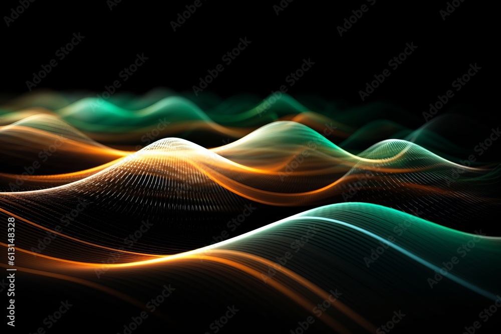 Aufkleber abstract futuristic background with glowing neon moving high speed wave lines and bokeh lights. data
