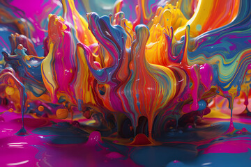 multi color painting with lots of splashing liquid